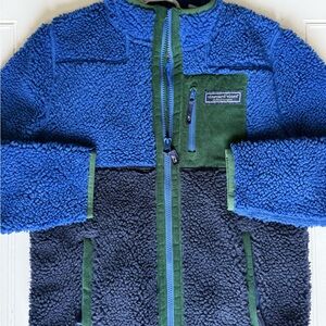 Boys M (12-14) Vineyard Vines Blue and Green Fleece Jacket